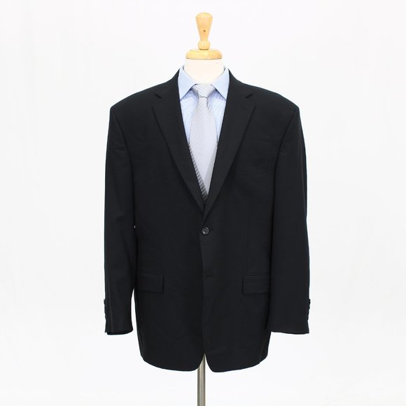 Jos. A. Bank 46R Black Solid 2-Button Sport Coat Blazer Jacket B256 - Picture 1 of 11